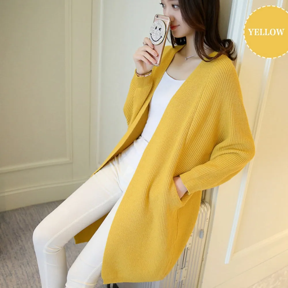 Amy Fashion - Bat Sleeve Knitted Plus Size Jacket Loose Ladies Sweaters Cardigans