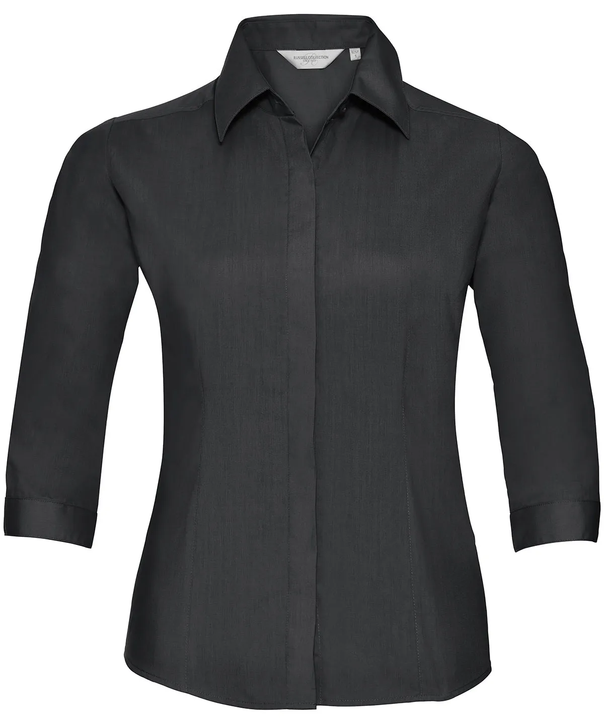 Black - Women's _ sleeve polycotton easycare fitted poplin shirt