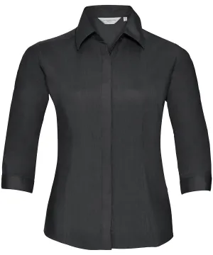 Black - Women's _ sleeve polycotton easycare fitted poplin shirt