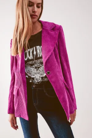Blazer With Vintage Buttons in Fuchsia Cord