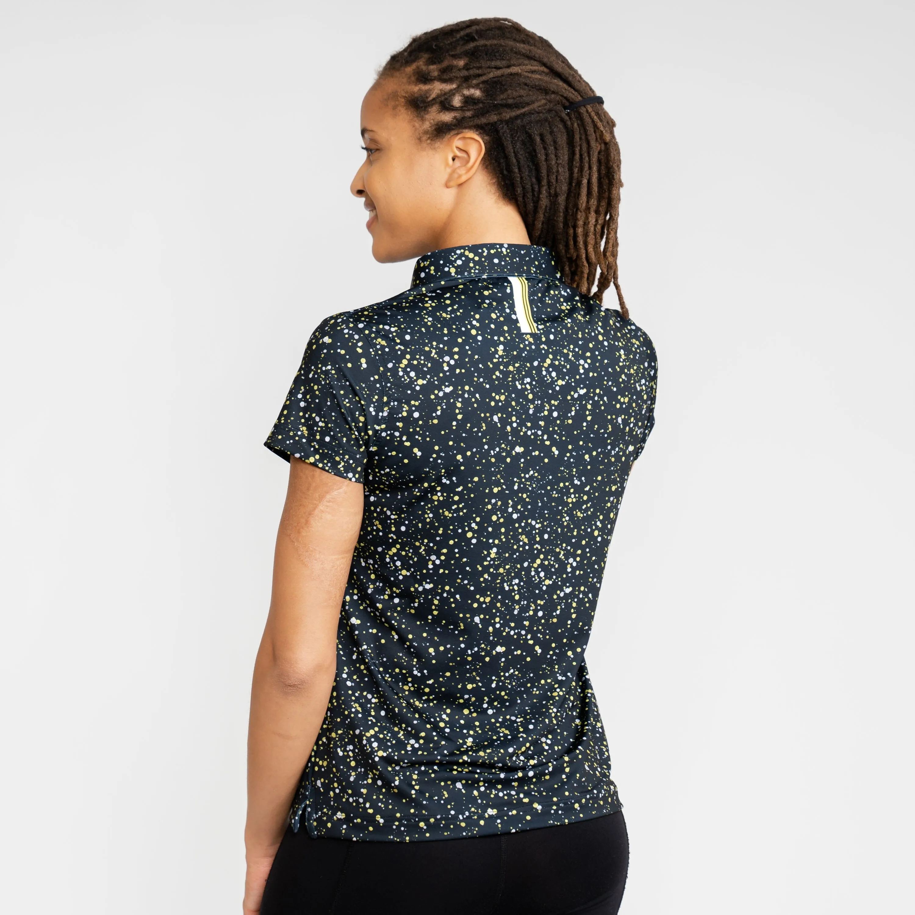 Bootleg Splatter Performance Polo - Drive Change | The Bootleg Splatter - Black/Sun Yellow - Drive Change