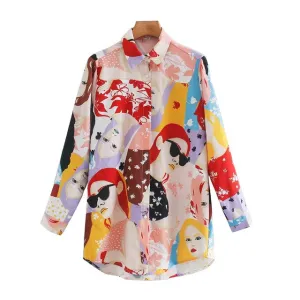 CHARACTER PRINT LOOSE SHIRT