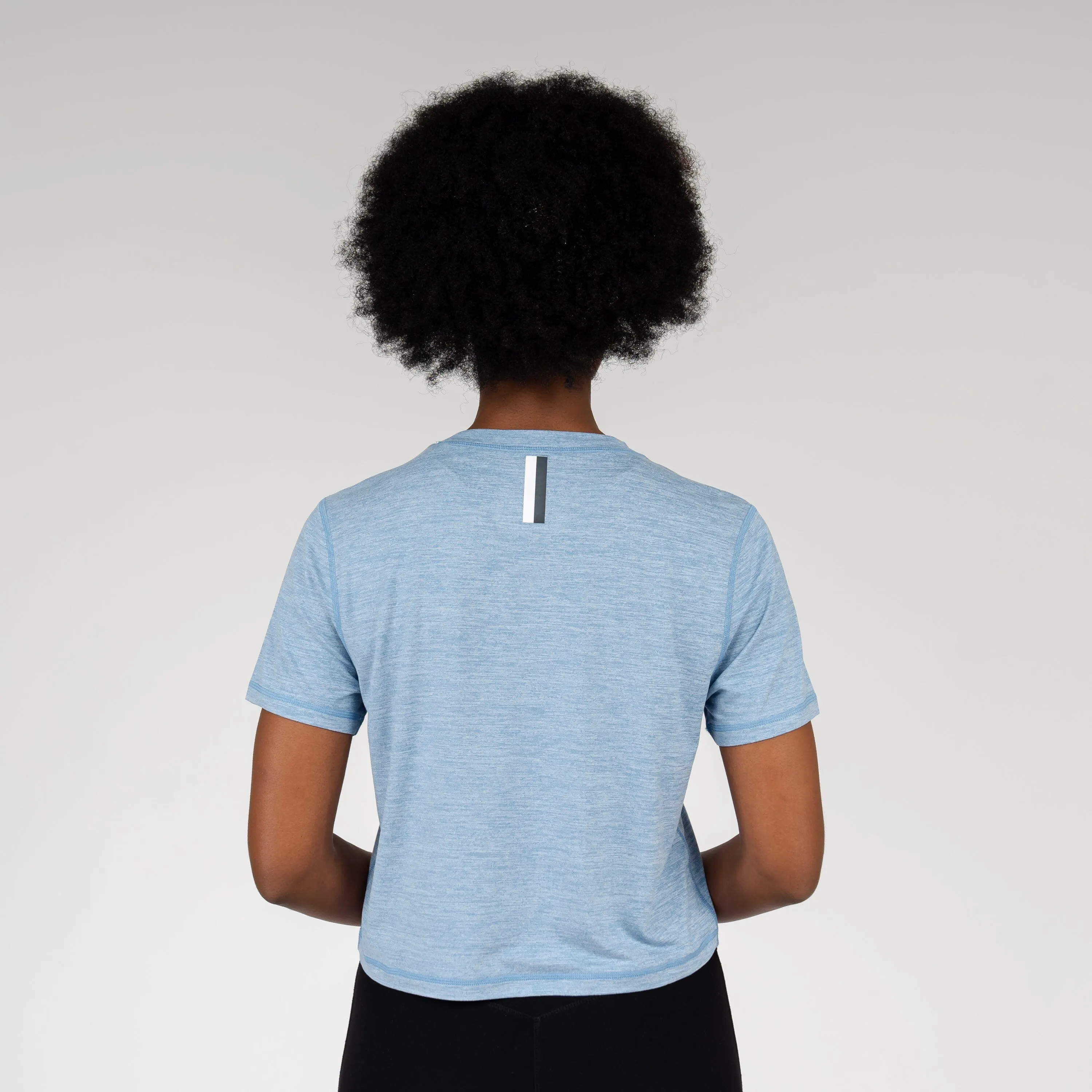 Drift Performance Crop Tee | Heather - Ice Pick Blue/White