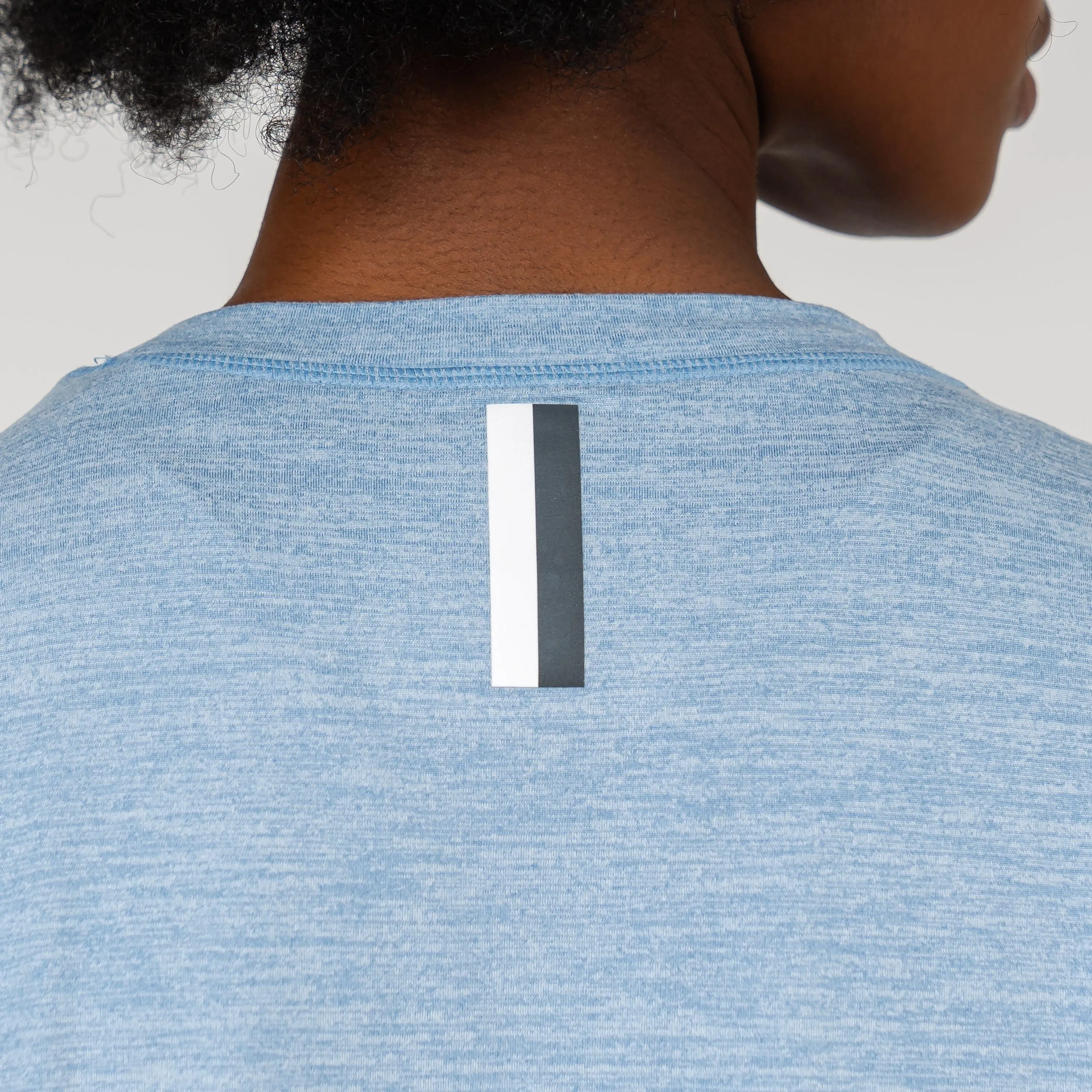 Drift Performance Crop Tee | Heather - Ice Pick Blue/White