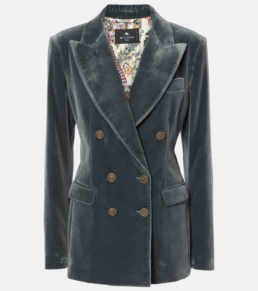 Etro Double-breasted cotton velvet blazer