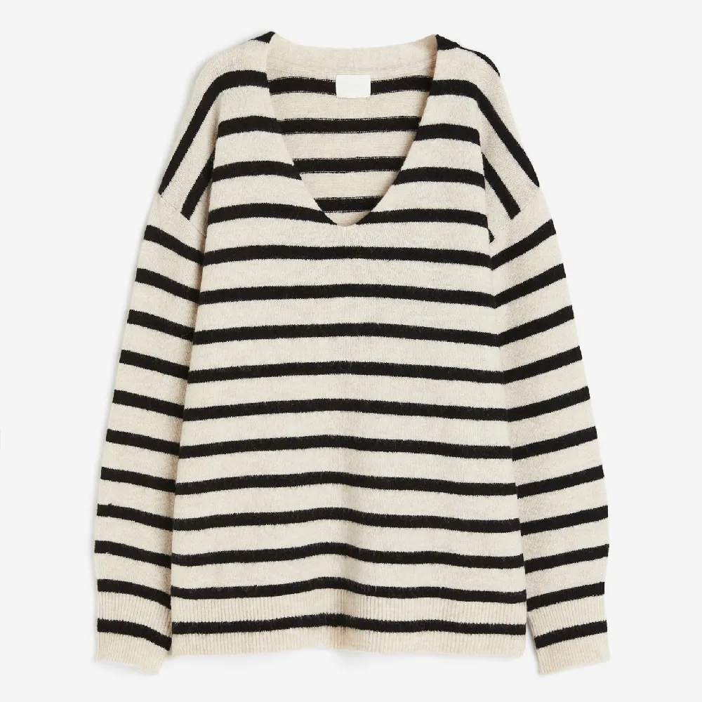 H&M Oversized Sweater, light beige/black