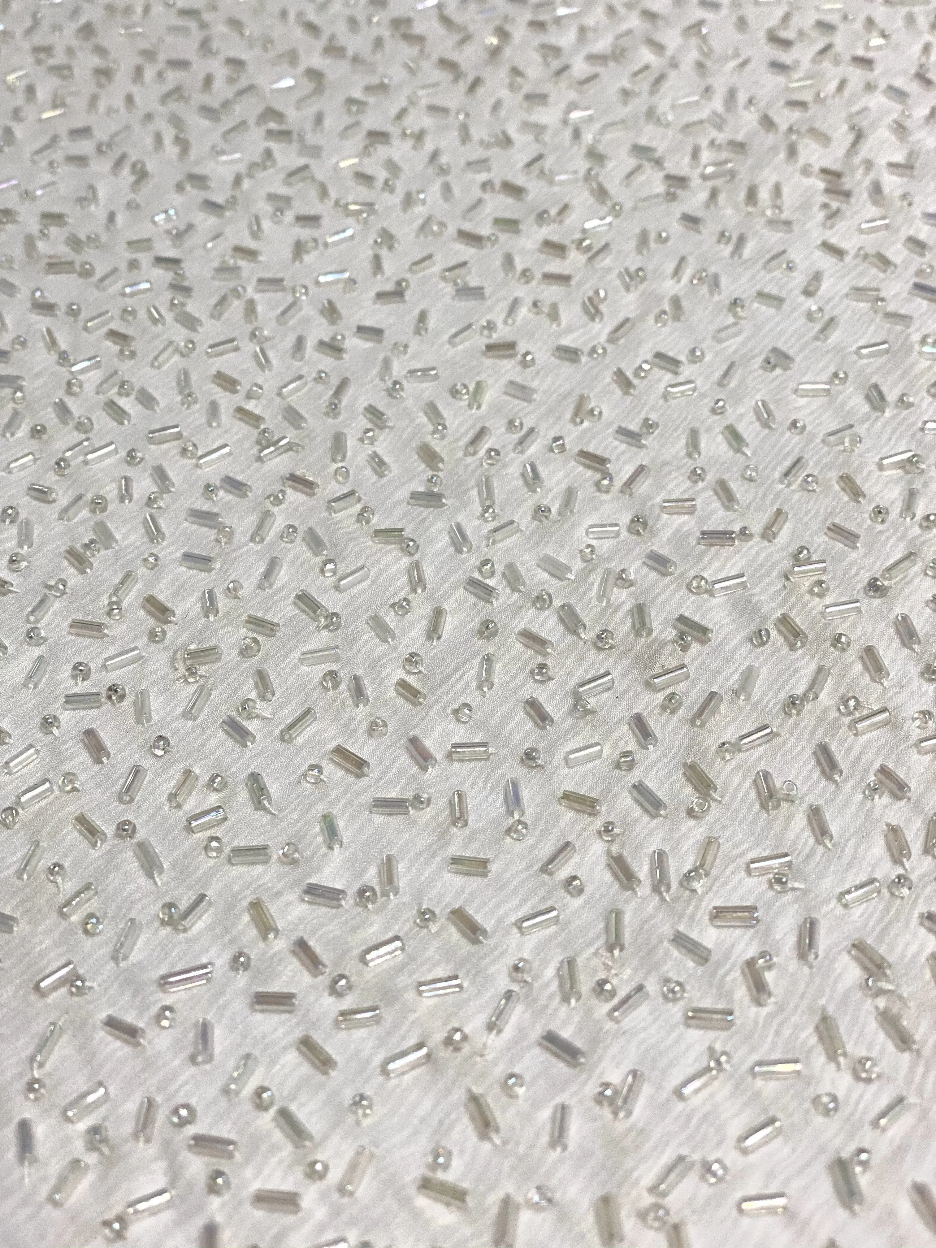 Ivory Sequin & Beads On Silk Chiffon JEC-148-10 Fabric