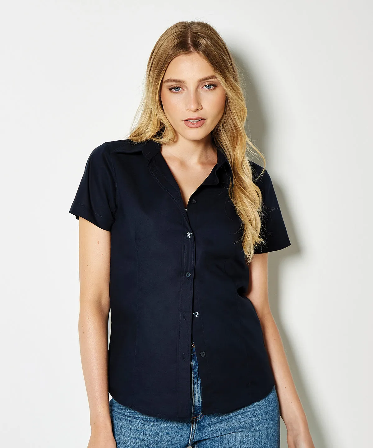 Light Blue* - Women's workplace Oxford blouse short-sleeved (tailored fit)