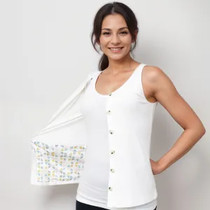 Mastectomy Recovery Button Down Tank with Surgical Drain Pockets
