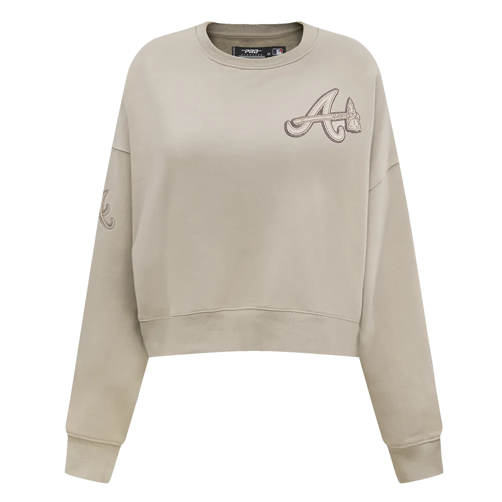 MLB ATLANTA BRAVES NEUTRAL WOMEN'S CREWNECK (TAUPE)