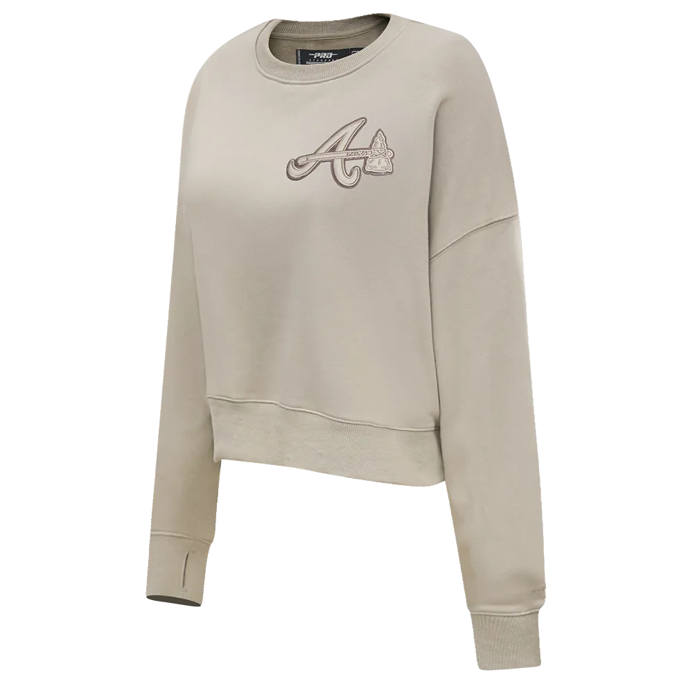 MLB ATLANTA BRAVES NEUTRAL WOMEN'S CREWNECK (TAUPE)