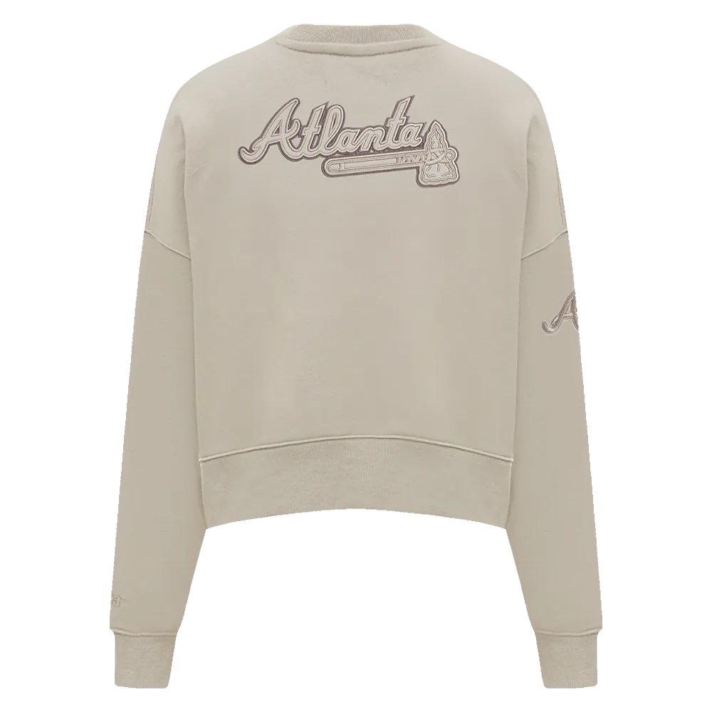 MLB ATLANTA BRAVES NEUTRAL WOMEN'S CREWNECK (TAUPE)
