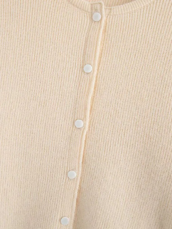 New women's solid color single-breasted loose dropped shoulder sleeve knitted cardigan