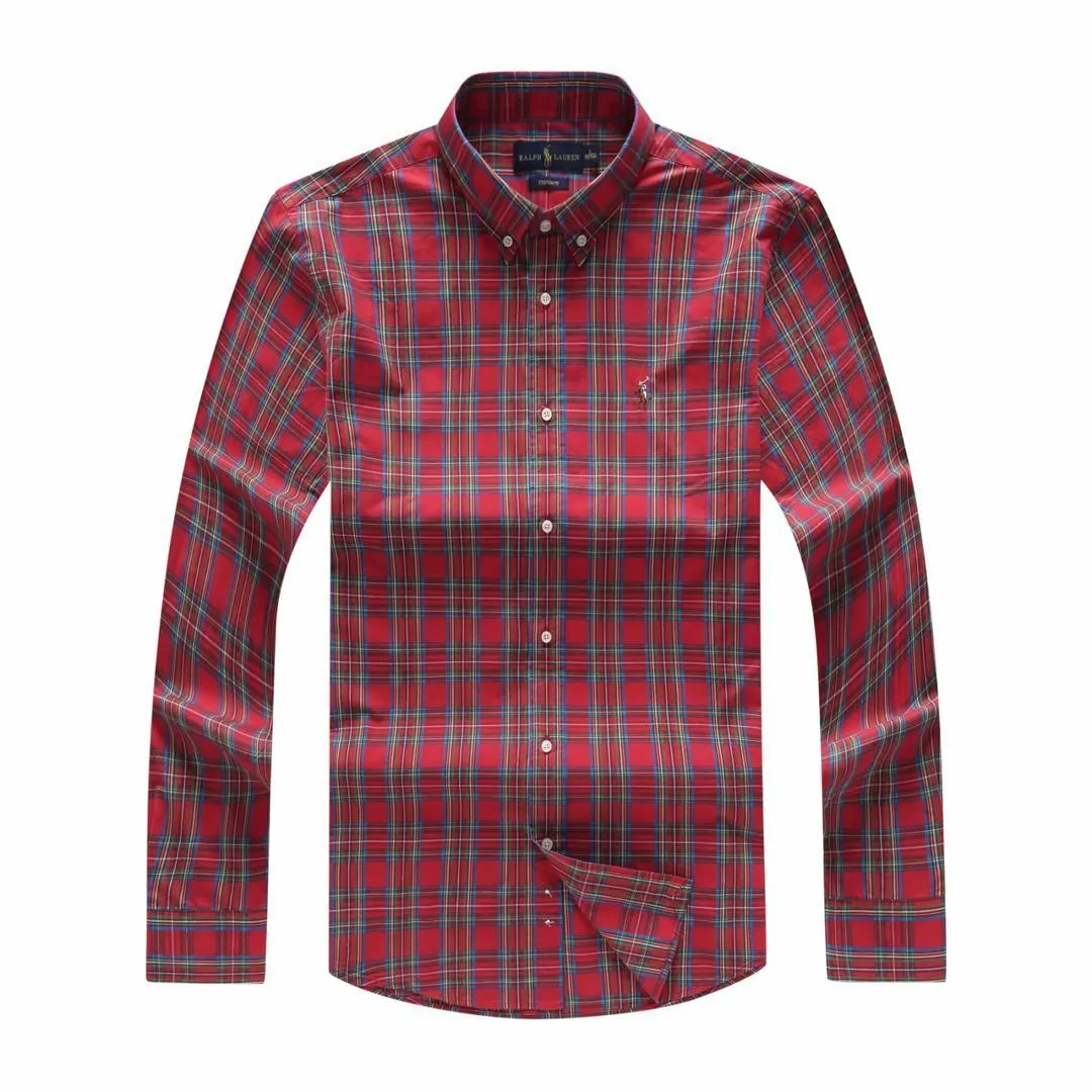PRL Long sleeve Button-Down Crest Red Shirt