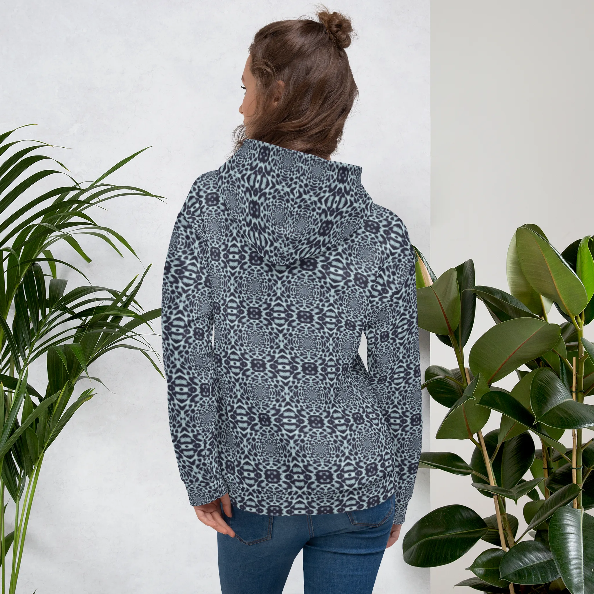 Recursia Contemplative Jaguar Women's Hoodie In Blue