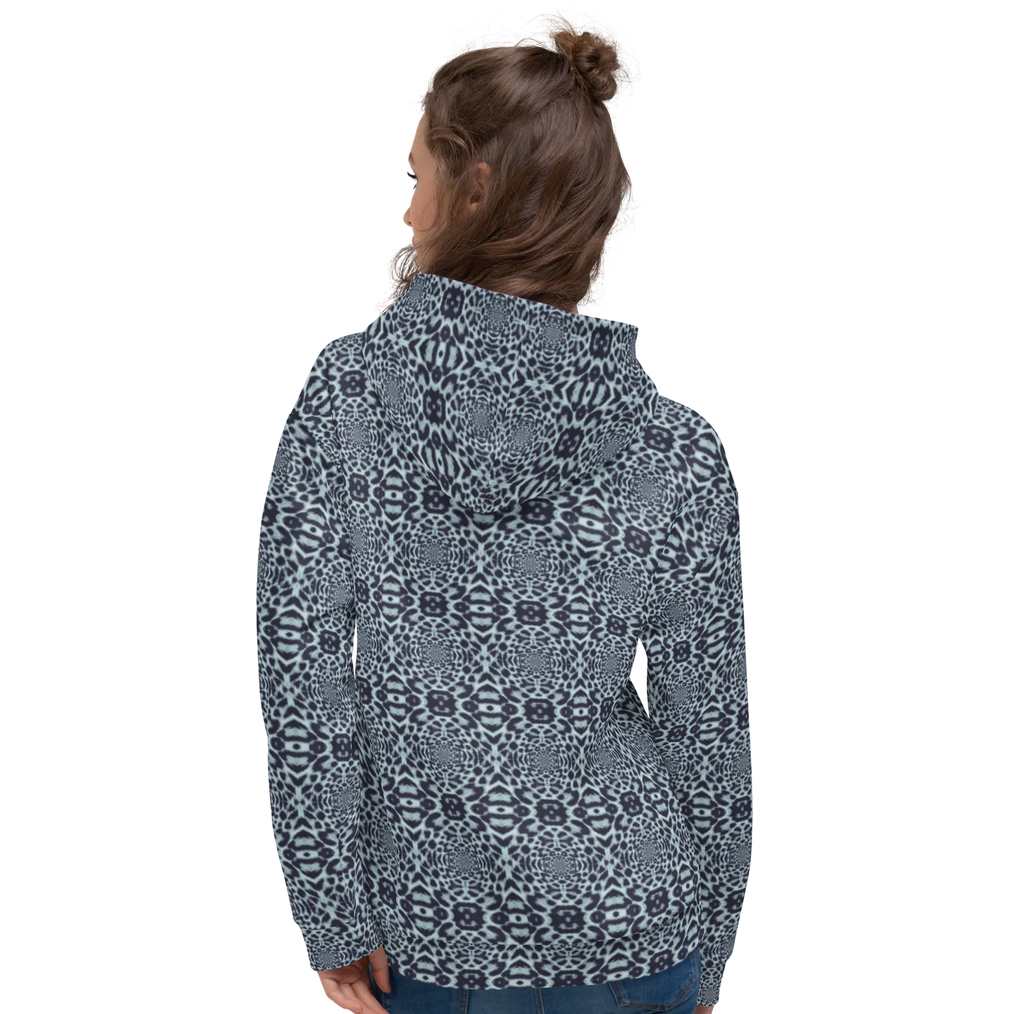 Recursia Contemplative Jaguar Women's Hoodie In Blue