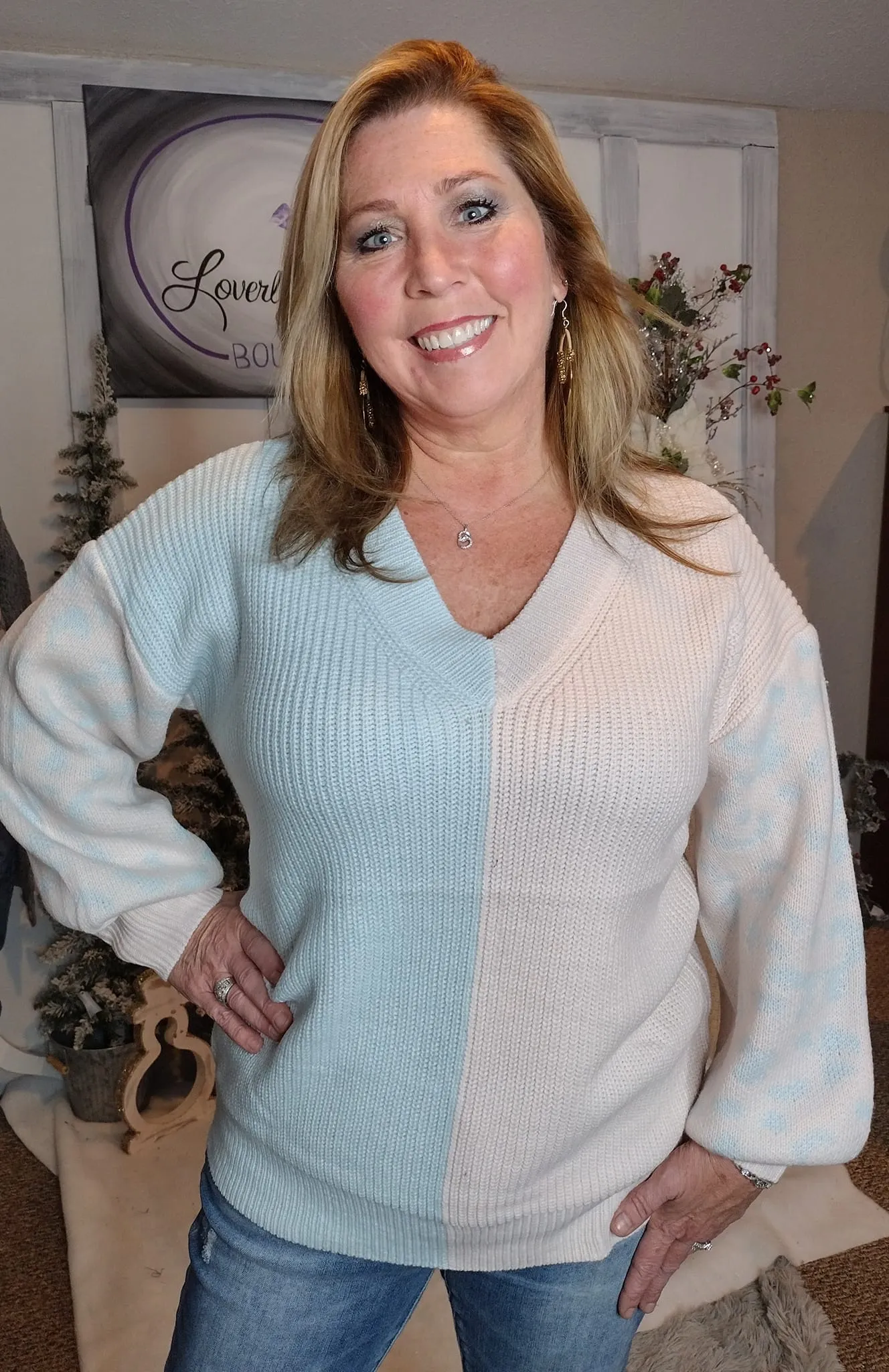 Reese Animal Print V-Neck Loose Fit Knit Sweater