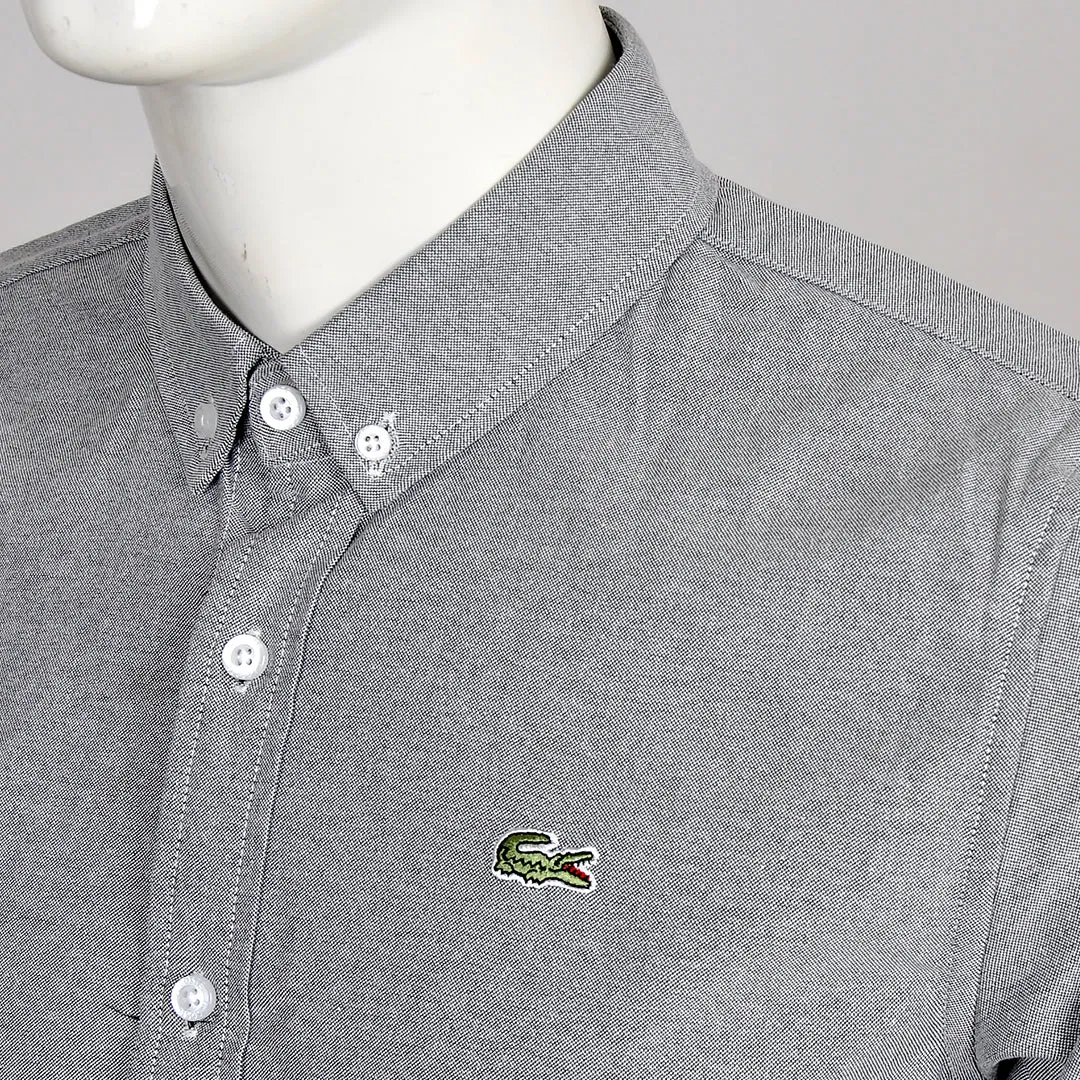Side Logo Button Down Shirt - Grey