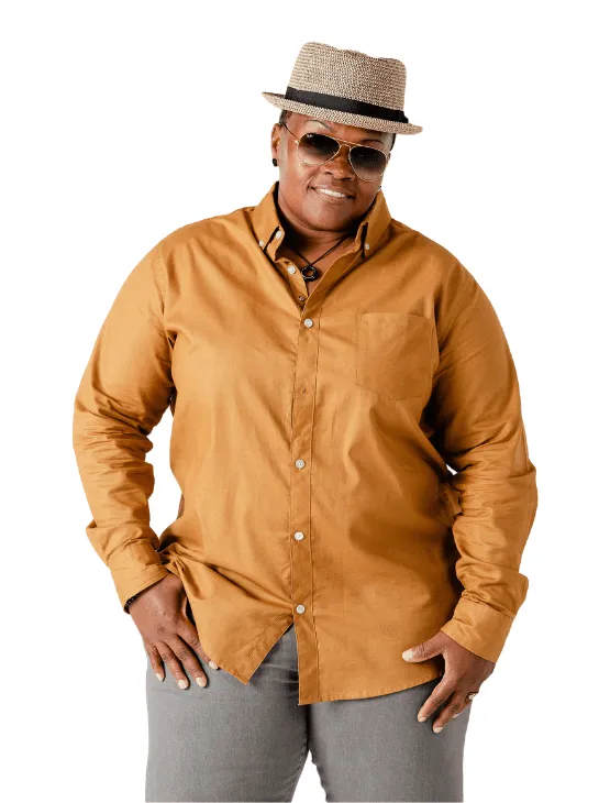 Tan Oxford Stretch Button-Down Shirt