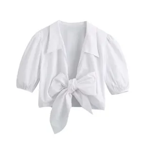TIE CROPPED BLOUSE