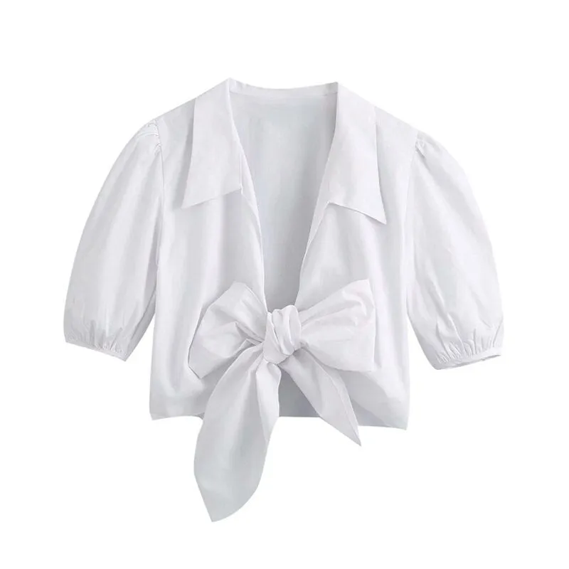 TIE CROPPED BLOUSE