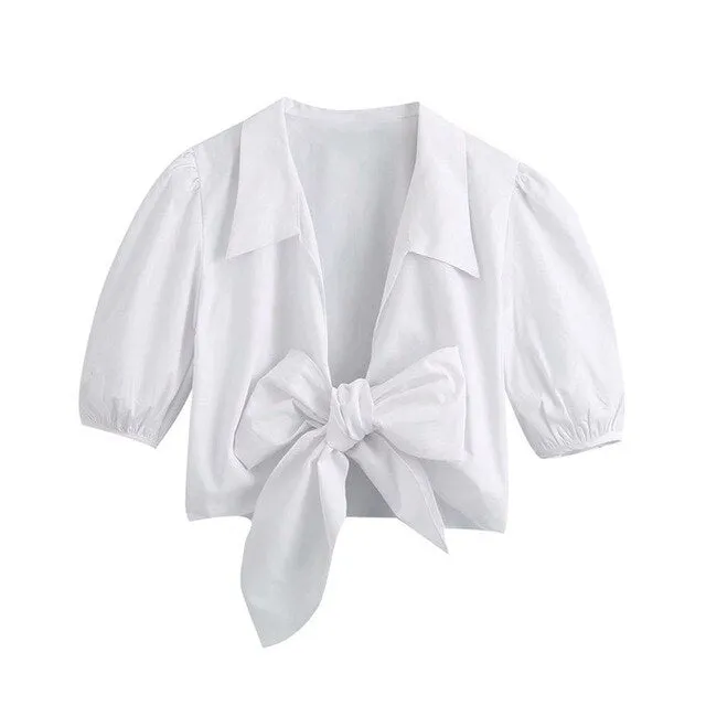 TIE CROPPED BLOUSE