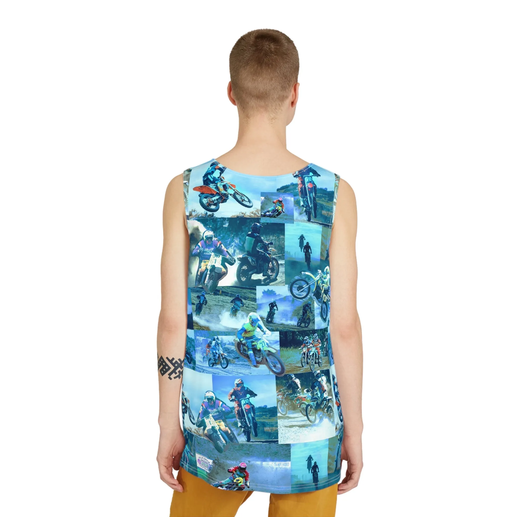 Tyler Durden Tank Top with Motocross Collage - Fight Club Fashion