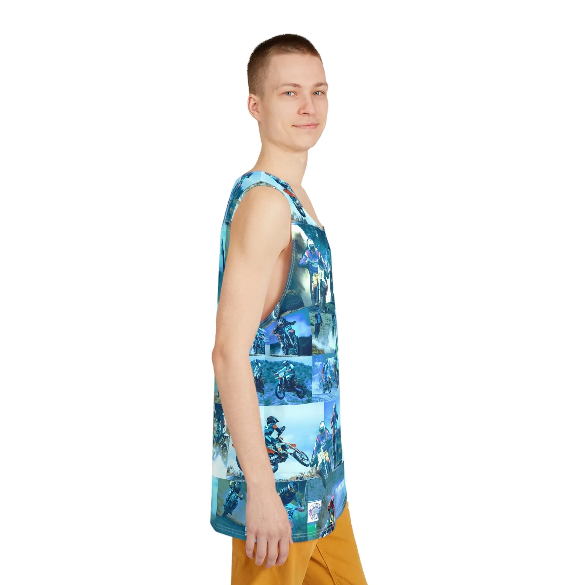 Tyler Durden Tank Top with Motocross Collage - Fight Club Fashion