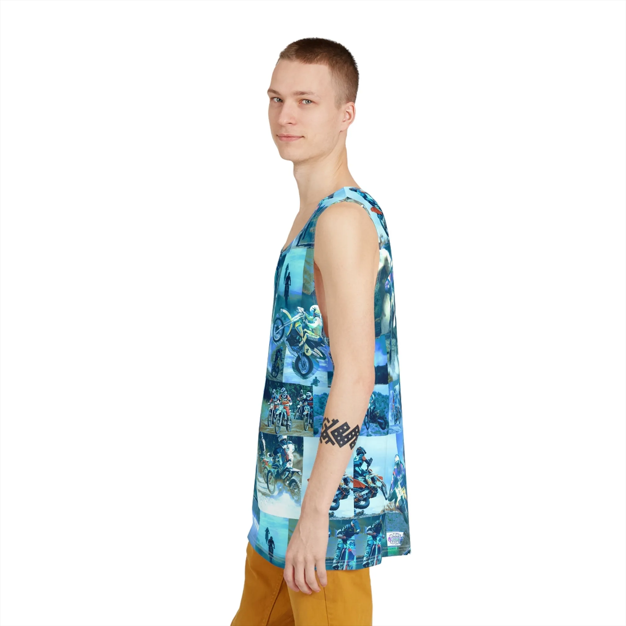 Tyler Durden Tank Top with Motocross Collage - Fight Club Fashion