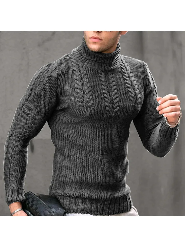 Warm Cable High Neck Sweater