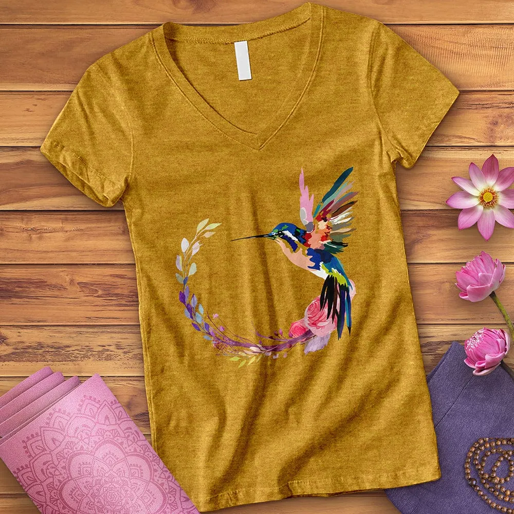 Watercolor Hummingbird V-Neck
