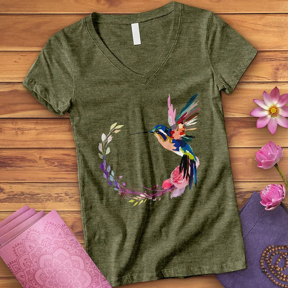 Watercolor Hummingbird V-Neck