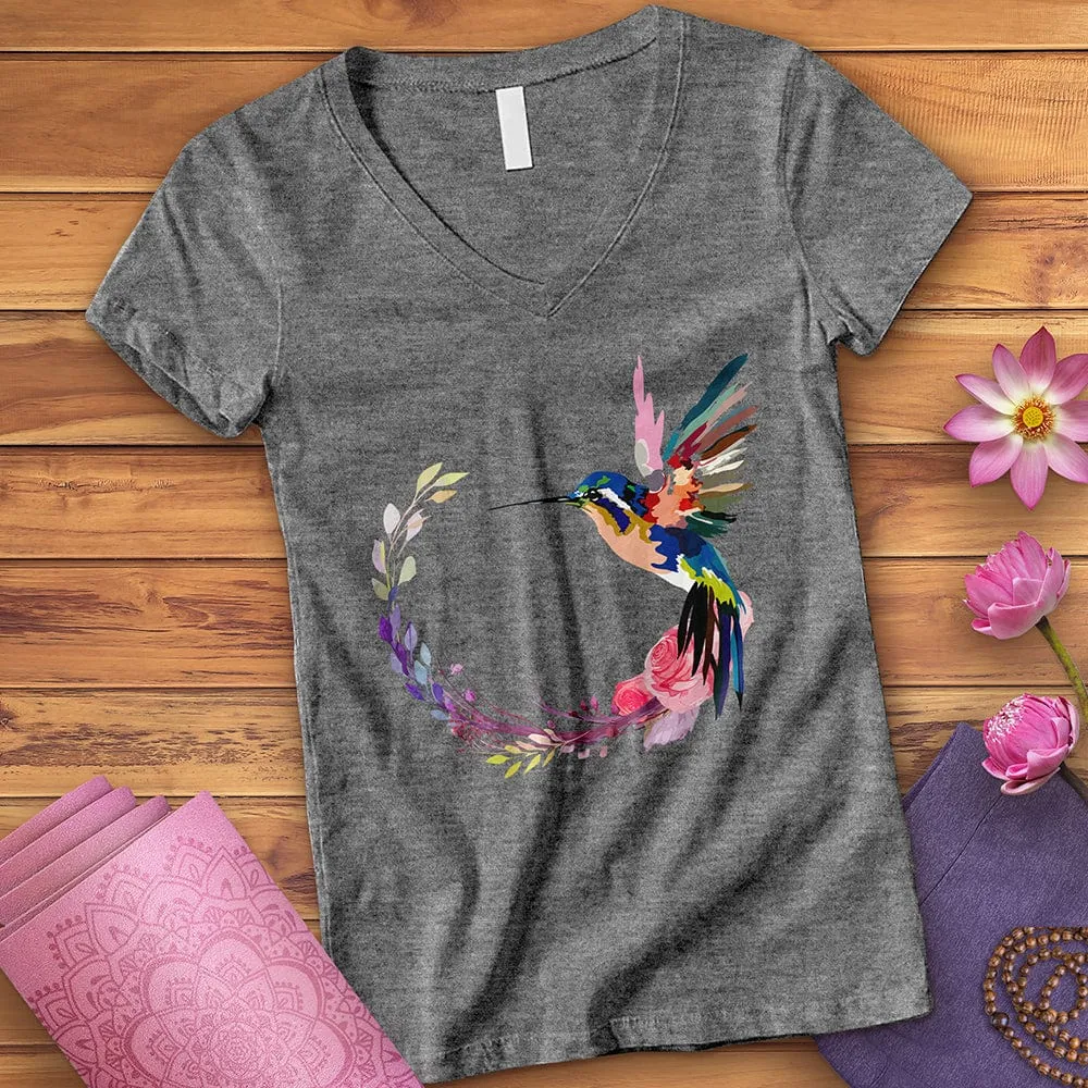 Watercolor Hummingbird V-Neck
