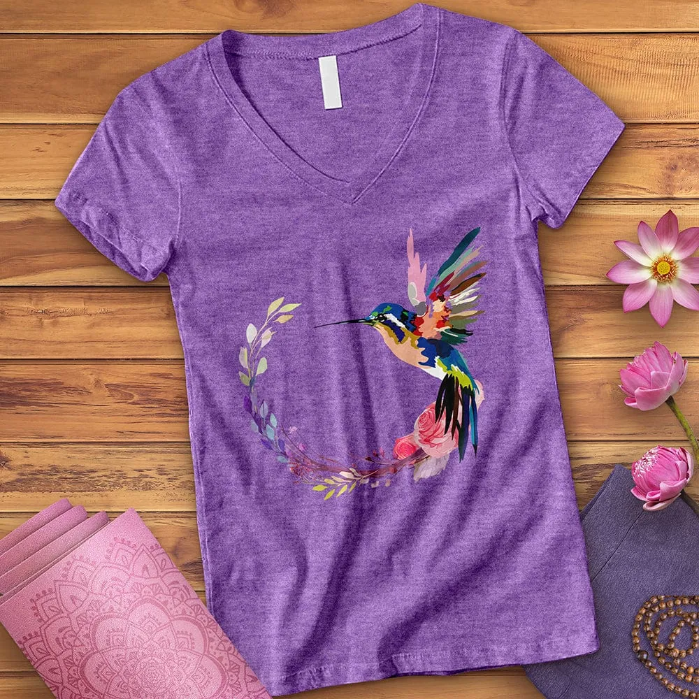 Watercolor Hummingbird V-Neck