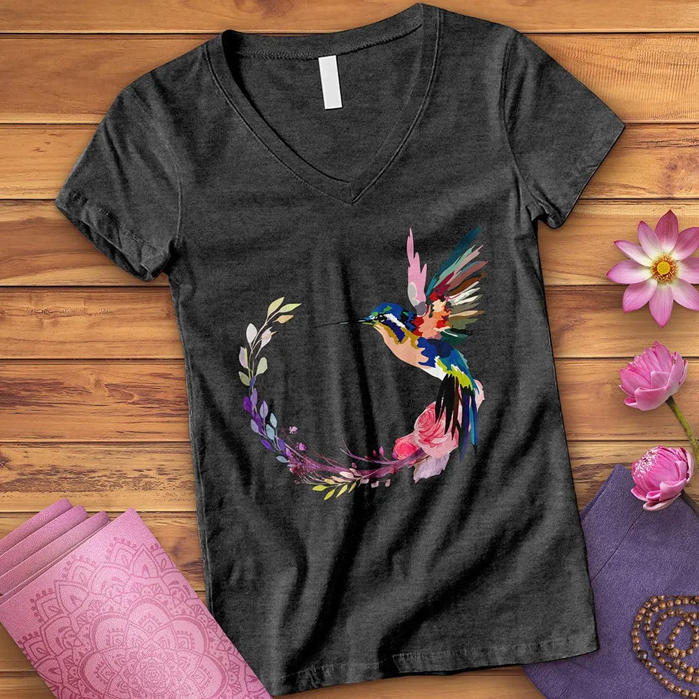 Watercolor Hummingbird V-Neck