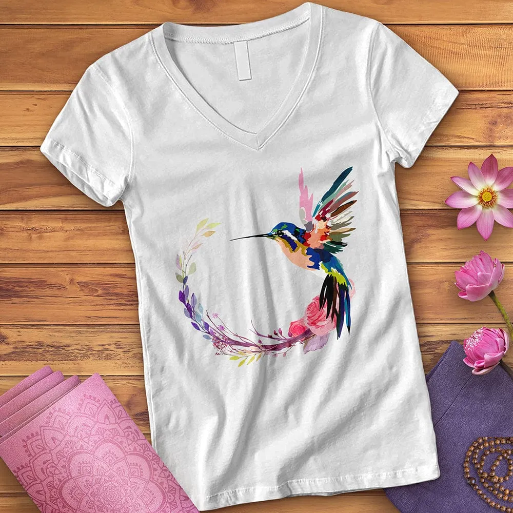 Watercolor Hummingbird V-Neck