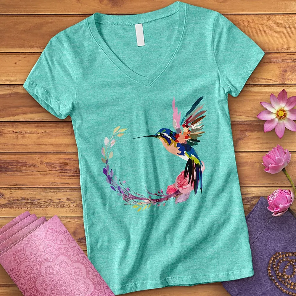 Watercolor Hummingbird V-Neck
