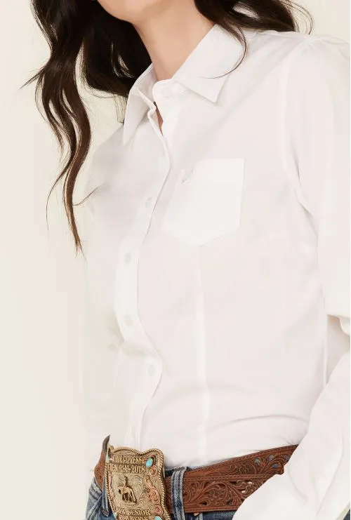 Women's Cinch Solid White Button Down Western Shirt