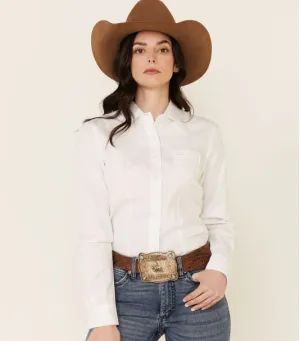 Women's Cinch Solid White Button Down Western Shirt