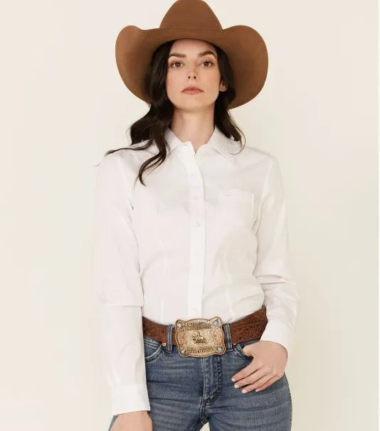 Women's Cinch Solid White Button Down Western Shirt