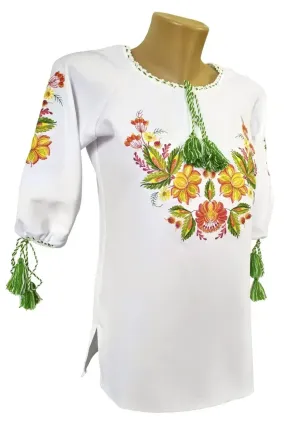 Womens vyshyvanka with floral ornament Petrykiv painting